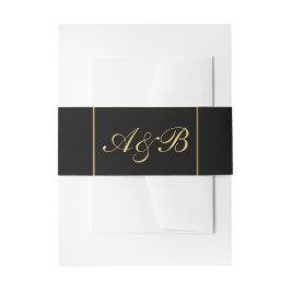 Classy Wedding Bly Band Gold Initials Black