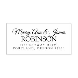 Classy Wedding Couple's Name Address Permastempel