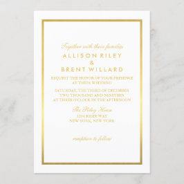 Classy Wedding Invitation Gold Foil - White Einladung