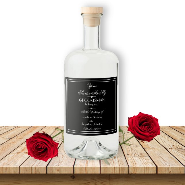 Classy Wedding werden Sie mein Trauzeuge Vorschlag Alkoholflaschenetikett (Will You Be My Groomsman? Proposal Liquor Bottle Label.)