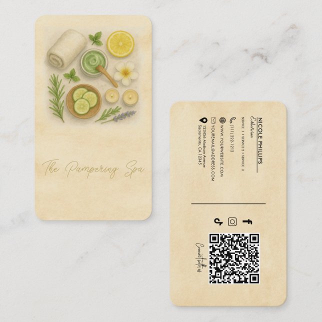 Classy Wellness-Center Beauty Techniker Visitenkarte (Vorne/Hinten)