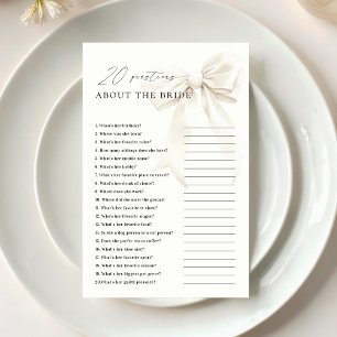 Classy White Bow 20 Fragen zum Bride Game