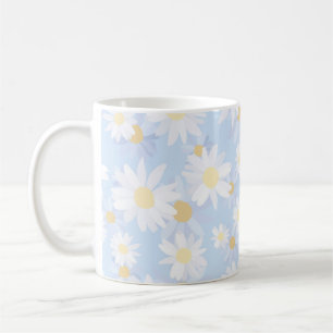 Classy White Daisy Blume Botanical Blue Design Kaffeetasse