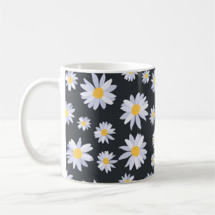 Classy White Daisy Blume Botanisches Grau Design Kaffeetasse