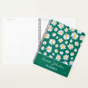 Classy White Daisy Blume Botanisches Grünes Desig Planer