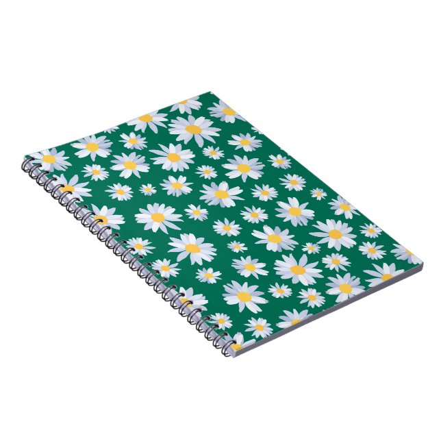 Classy White Daisy Blume Botanisches Grünes Design Notizblock (Rechte Seite)