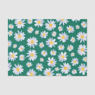 Classy White Daisy Blume Botanisches Grünes Design Seidenpapier