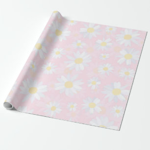 Classy White Daisy Blume Botanisches Pink Design Geschenkpapier