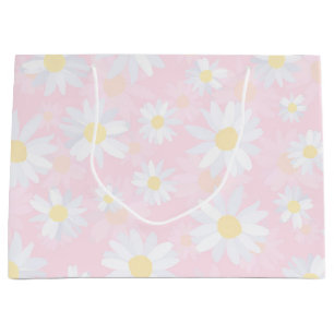 Classy White Daisy Blume Botanisches Pink Design Große Geschenktüte
