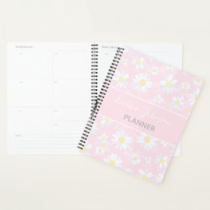 Classy White Daisy Blume Botanisches Pink Design Planer