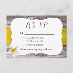 Classy White Frangipani Theme Wedding RSVP Karte
