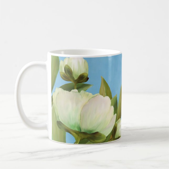 Classy White Peonies Floral Bouquet Kaffeetasse (Links)