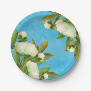 Classy White Peonies Floral Bouquet Pappteller