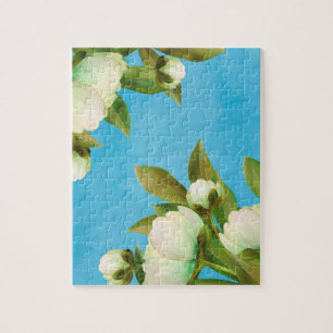 Classy White Peonies Floral Bouquet Puzzle