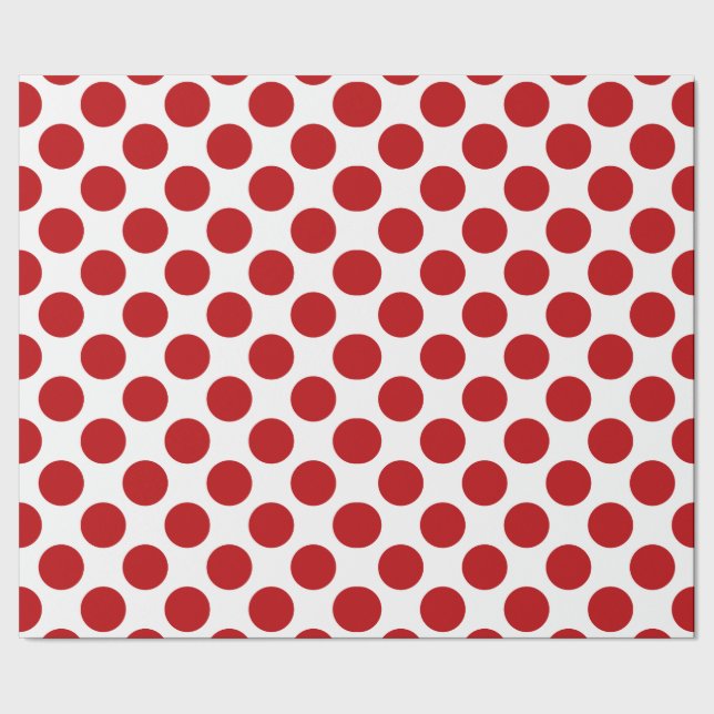 Classy White Polka Dot Muster auf Red Geschenkpapier (Saum)