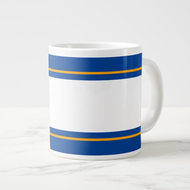 Classy Wide White Royal Gelb Rennstreifen Jumbo-Tasse (Vorderseite Rechts)
