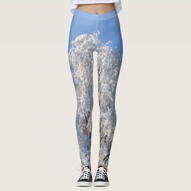 Classy Winter Frost Tree and Branch Designed Leggings (Vorderseite)
