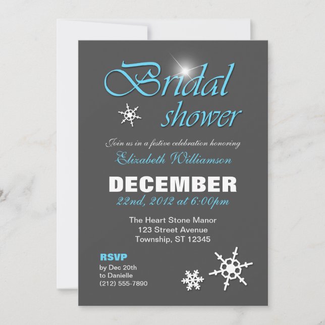 Classy Winter mit Blue Bridal Dusche Einladungen (Vorderseite)