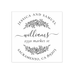 Classy Wreath Couple Typografy Rücksendeadresse Gummistempel