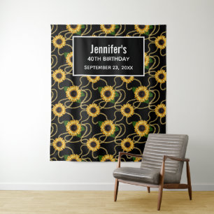 Classy Yellow Sunblumen Stilvolles Muster Geburtst Wandteppich