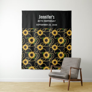 Classy Yellow Sunblumen Stilvolles Muster Geburtst Wandteppich