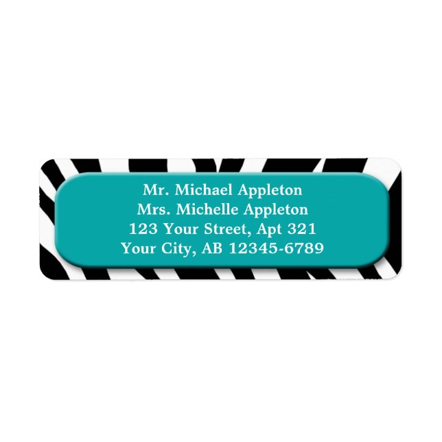 Classy Zebra Print Aquamarin Address Labels (Vorne)