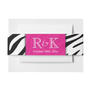 Classy Zebra Print Hot Pink Wedding Initial Date Einladungsbanderole