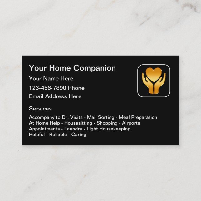 Classy Zuhause Companion Caretaker Business Cards Visitenkarte (Vorderseite)