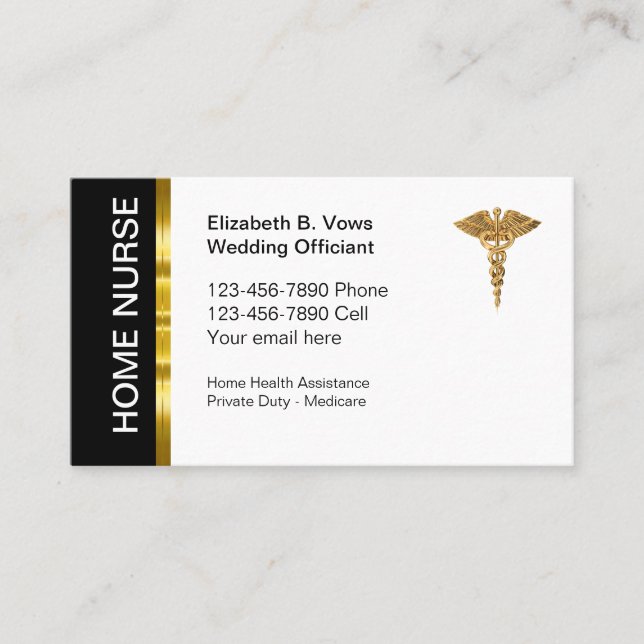 Classy Zuhause Health Nurse Business Cards Visitenkarte (Vorderseite)