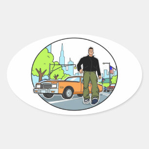 Claude - GTA 3 Ovaler Aufkleber