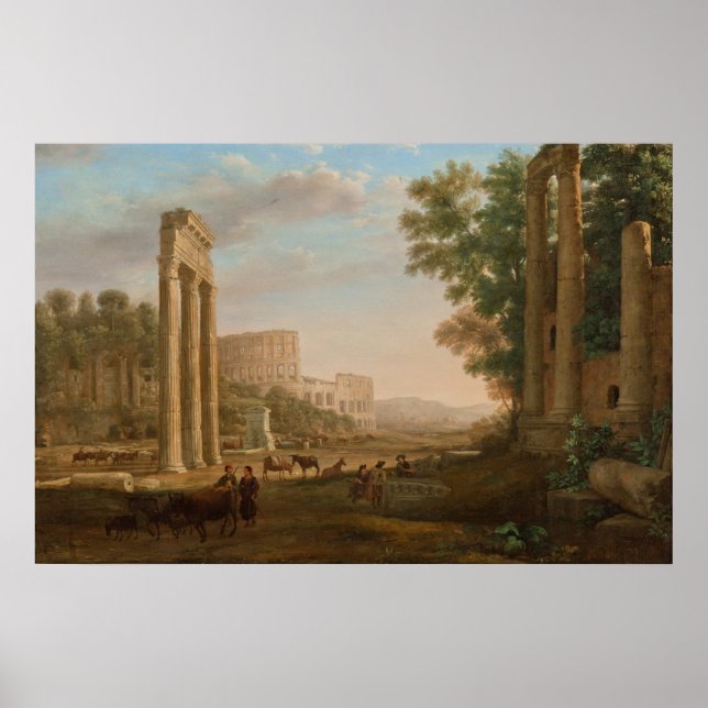 Claude Lorrain - Ruinen des römischen Forums Poster (Vorne)