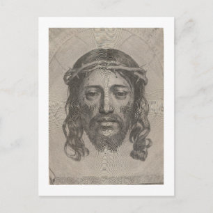 Claude Mellans Gesicht Christi 1649 Stich Postkarte