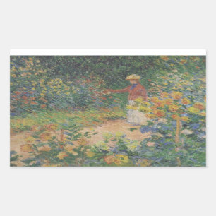 Claude Monet 1895 Vintag im Garten Rechteckiger Aufkleber