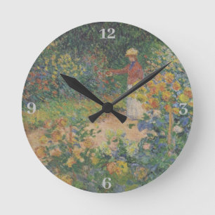 Claude Monet 1895 Vintag im Garten Runde Wanduhr