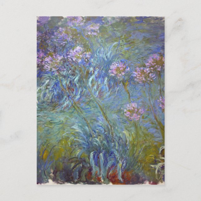 Claude Monet - Agapanthus-klassisches Blumen-Malen Postkarte (Vorderseite)