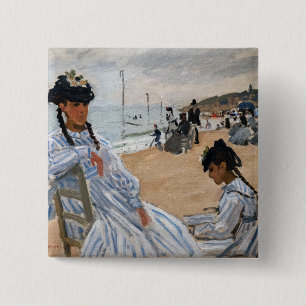 Claude Monet - Am Strand von Trouville Button