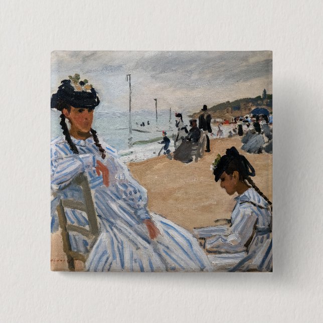 Claude Monet - Am Strand von Trouville Button (Vorderseite)