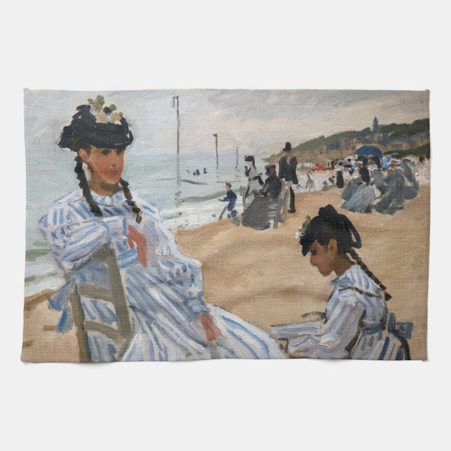 Claude Monet - Am Strand von Trouville Geschirrtuch (Horizontal)