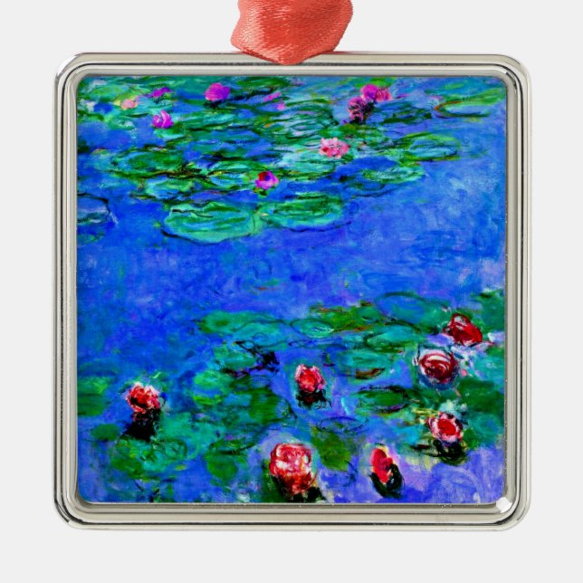 Claude Monet art: Water Lilies (rot) Ornament Aus Metall (Vorne)