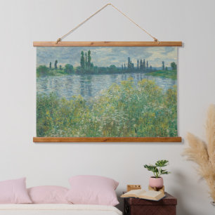 Claude Monet Banks of the Seine French Old Art Wandteppich Mit Holzrahmen