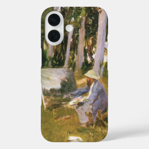 Claude Monet beim Malen, Waldrand von Sargent iPhone 16 Hülle