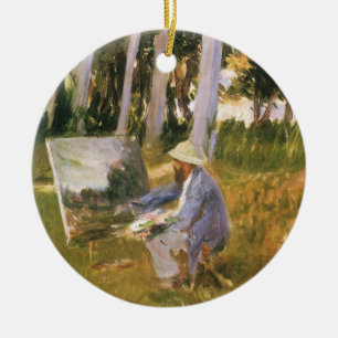 Claude Monet beim Malen, Waldrand von Sargent Keramik Ornament