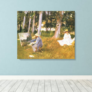 Claude Monet beim Malen, Waldrand von Sargent Leinwanddruck