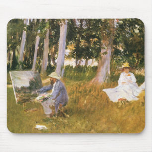 Claude Monet beim Malen, Waldrand von Sargent Mousepad