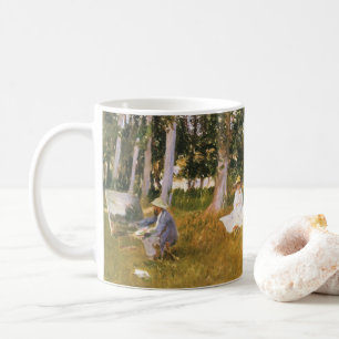 Claude Monet beim Malen, Waldrand von Sargent Tasse