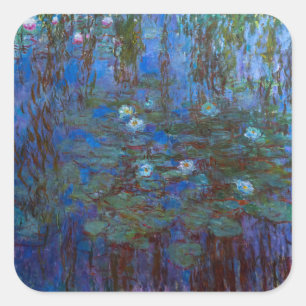 Claude Monet - Blaue Seerosen Quadratischer Aufkleber