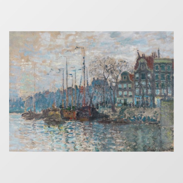 Claude Monet - Blick auf Amsterdam Fensteraufkleber (Blatt)
