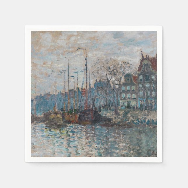 Claude Monet - Blick auf Amsterdam Serviette (Vorderseite)