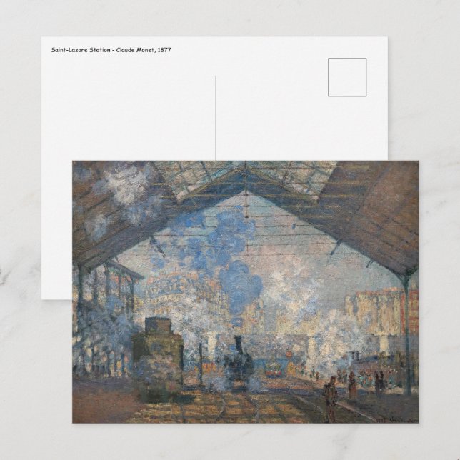 Claude Monet - Blick auf den Bahnhof Saint-Lazare Postkarte (Vorne/Hinten)