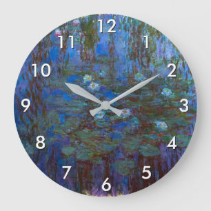 Claude Monet - Blue Water Lilies Große Wanduhr